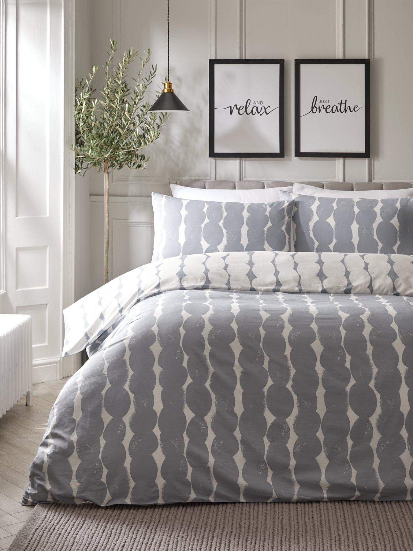 Product photograph of Pebble Print Reversible 100 Cotton Duvet Set from very.co.uk