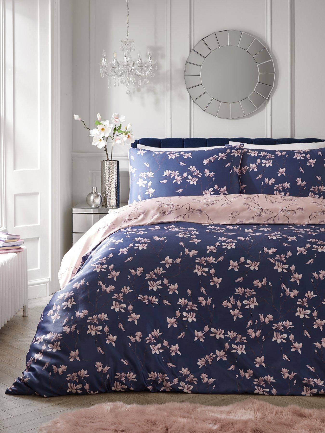 Product photograph of Magnolia Digital Print Reversible Sateen Duvet Cover Set from very.co.uk