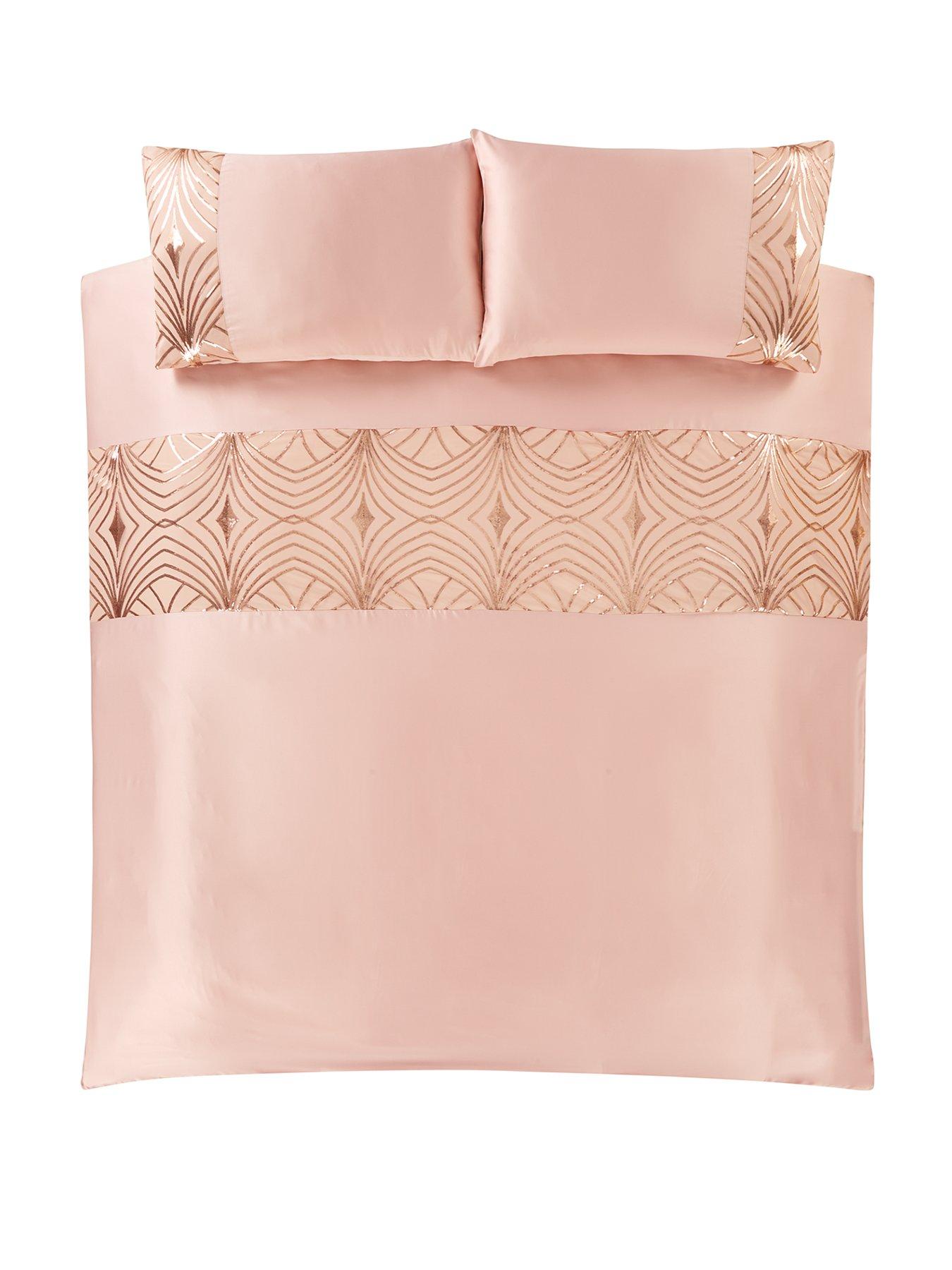 Art Deco Sequined Luxe Duvet Cover Set Blush very.co.uk