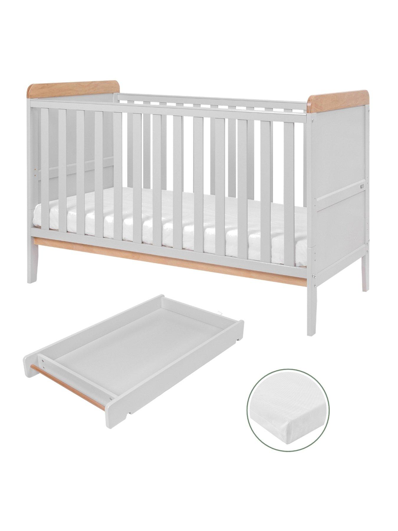 Image 2 of 6 of Tutti Bambini Rio Cot Bed with Cot Top Changer & Mattress - Dove Grey/Oak