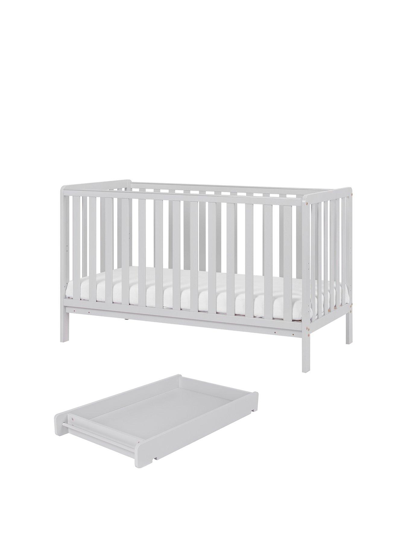 Tutti Bambini Malmo Cot Bed, Cot Top Changer and Mattress Bundle Dove