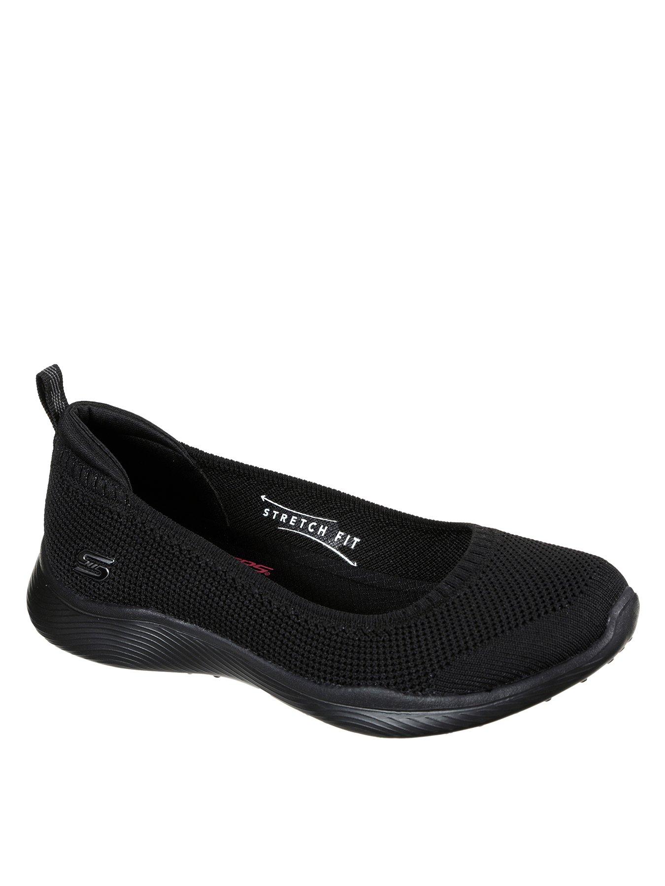 Skechers Microburst 2.0 Wide Fit Ballerina Shoes - Black, Black, Size 6, Women