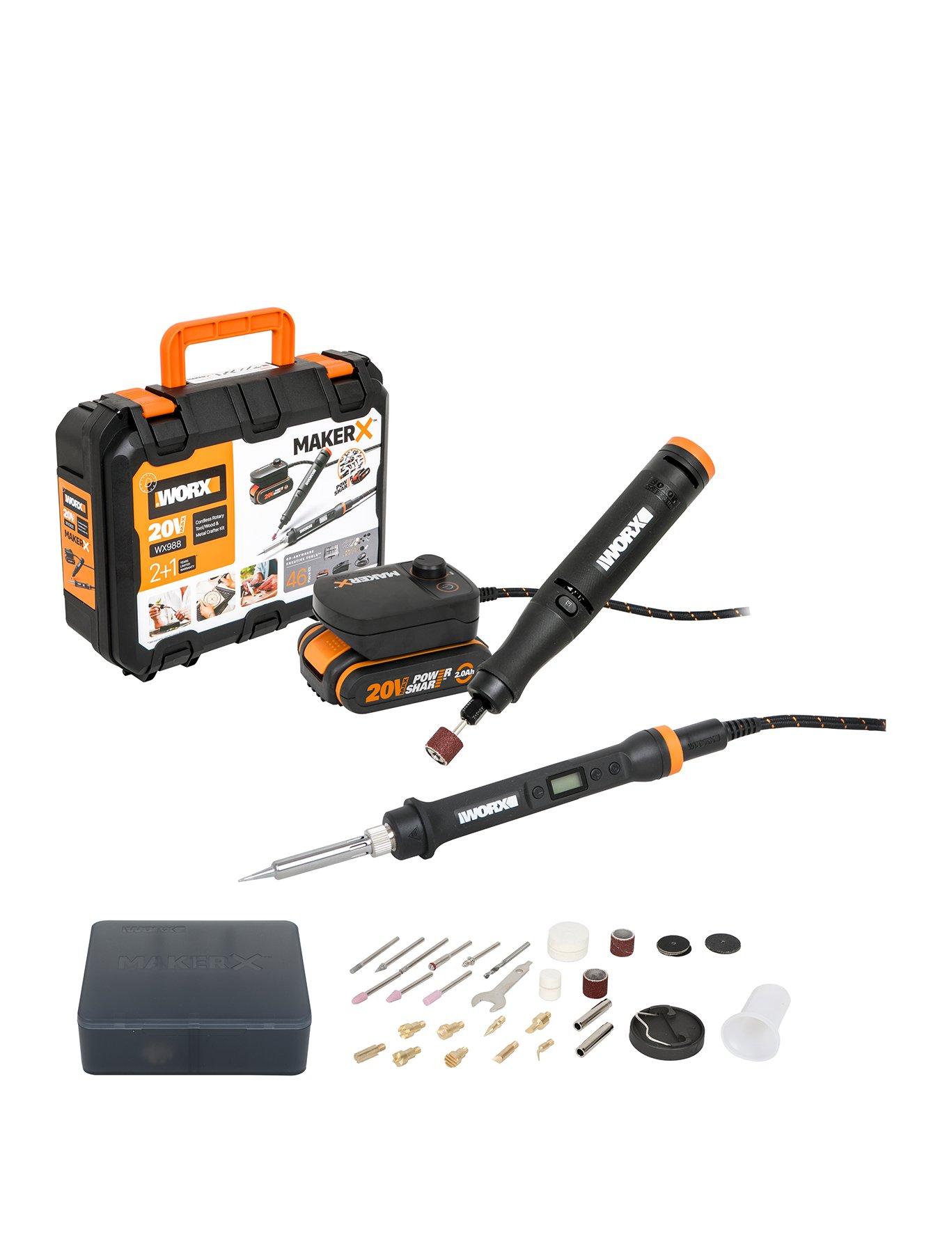 Product photograph of Worx Wx988 20v Maker X Combo Kit Rotary Tool Wood Metal Crafting Tool from very.co.uk