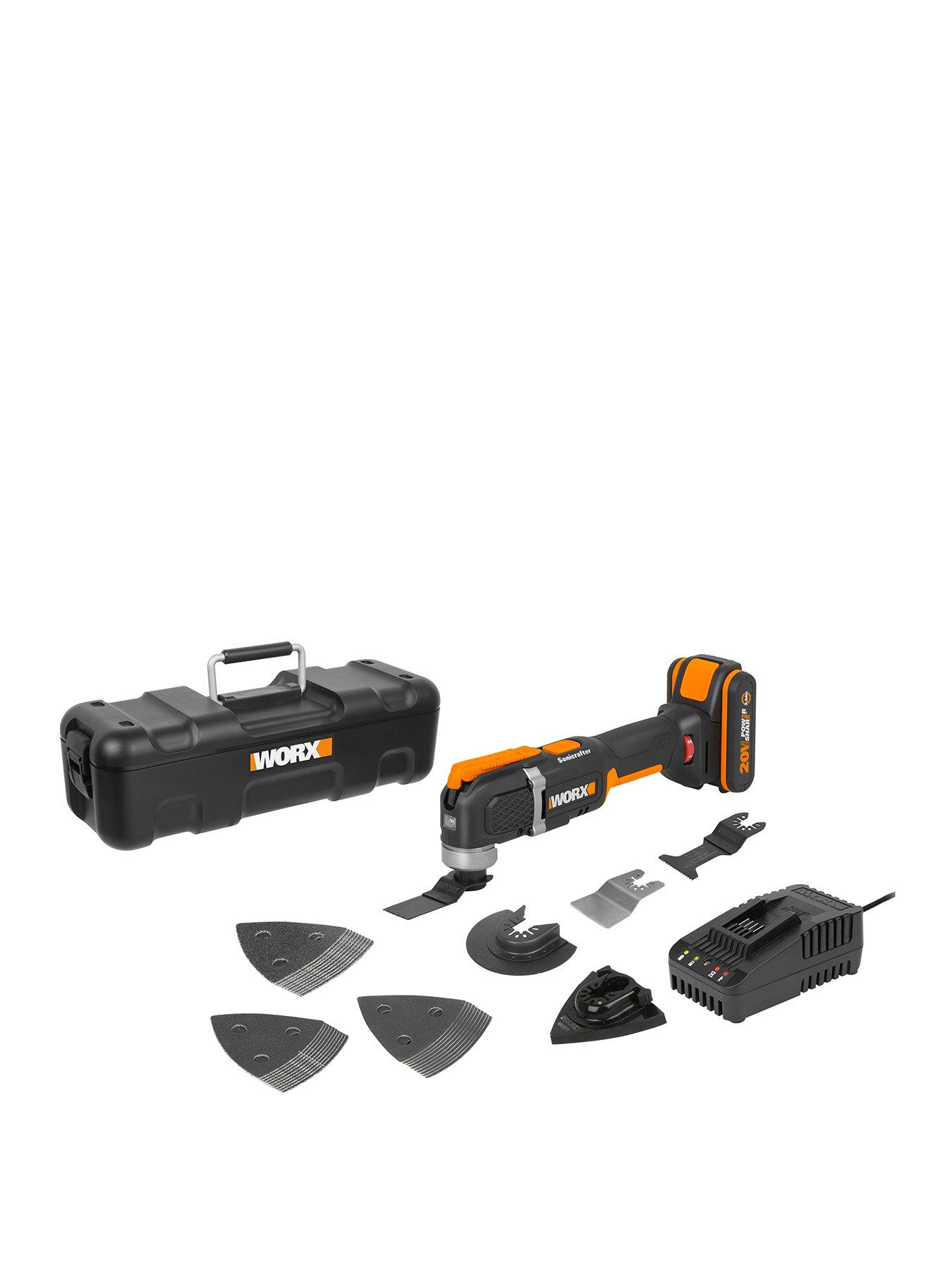 Product photograph of Worx 20v Cordless Sonicrafter Oscillating Multi Tool With X1 2 0ah Battery Amp Charger from very.co.uk