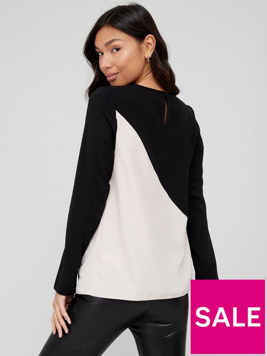 stillFront image of v-by-very-colour-block-shell-blouse-blackcream