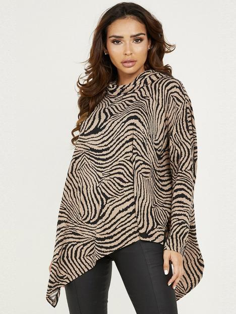 quiz-knitted-animal-print-top