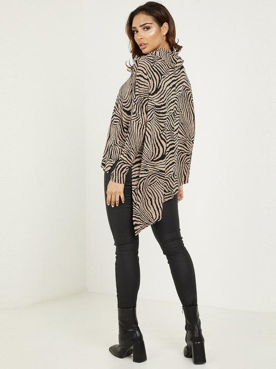 stillFront image of quiz-knitted-animal-print-top