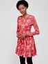  image of v-by-very-tiered-jerseynbspmini-dress-red-print