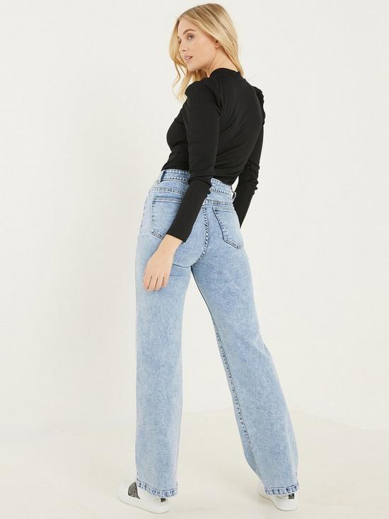 stillFront image of quiz-ribbed-puff-sleeve-top