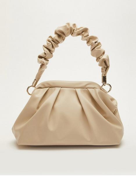 quiz-faux-leather-ruched-bag