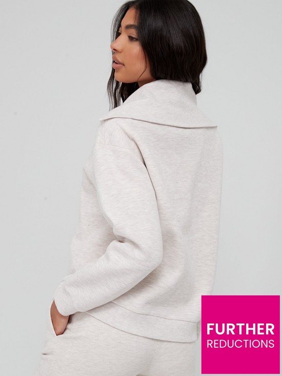 stillFront image of v-by-very-button-detail-rib-collar-sweatshirt-oatmeal-marl