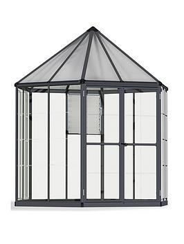 Product photograph of Canopia By Palram Oasis Hexagonal 8ft Greenhouse - Grey from very.co.uk