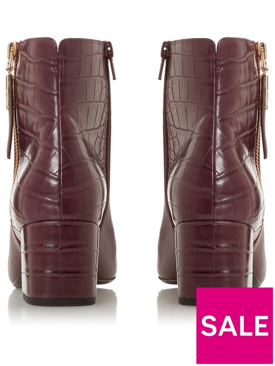 stillFront image of dune-london-orlla-jl-leather-side-zip-heeled-ankle-boots-burgundy