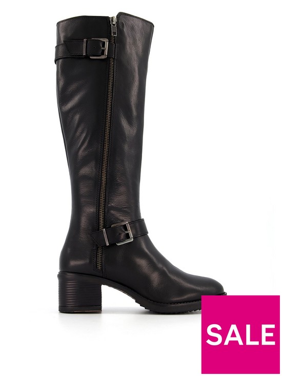 back image of dune-london-tarrow-leather-knee-high-boots-black