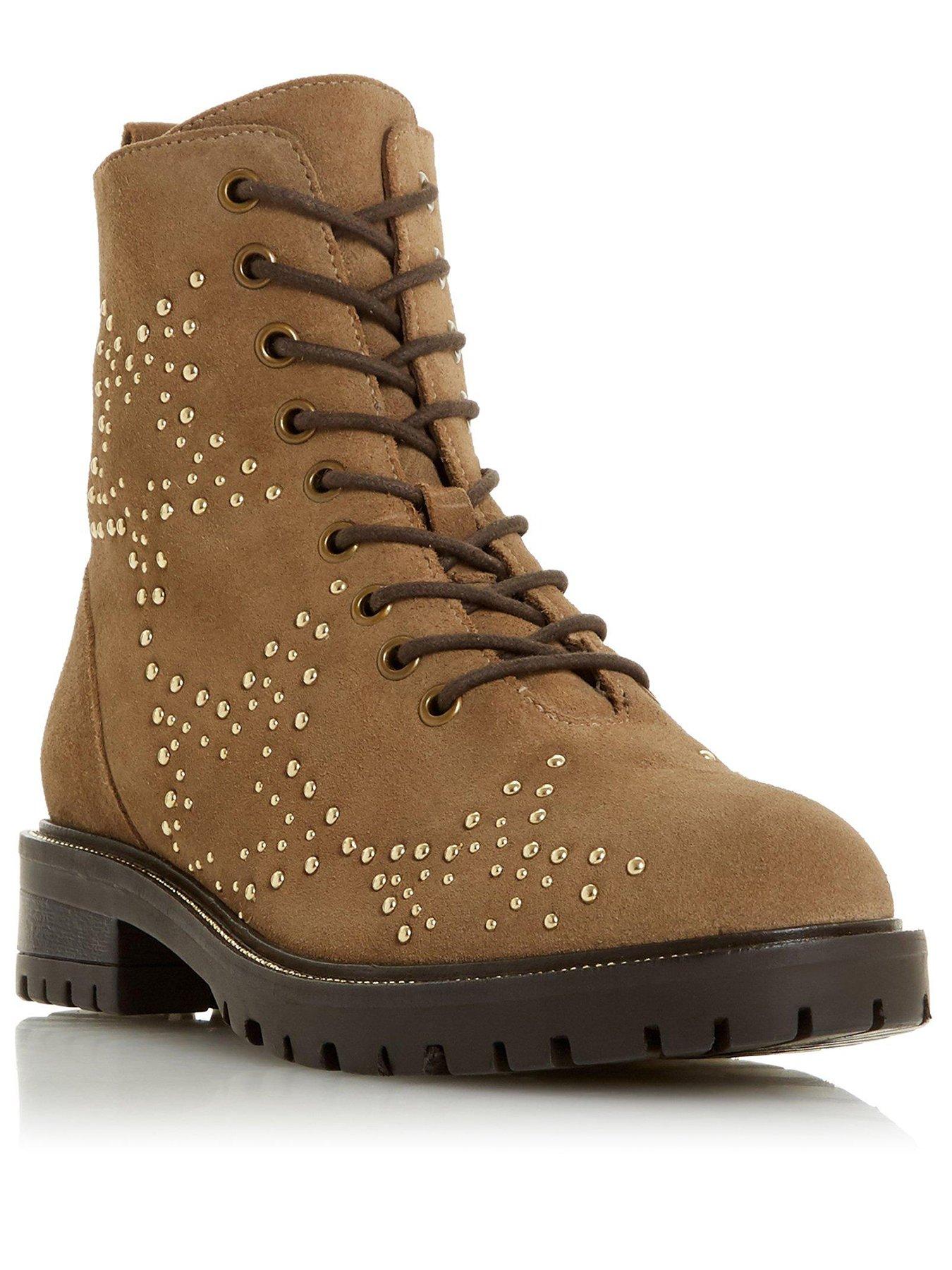 Shoes & boots Prentice Nubuck Studded Star Embellished Lace Up Ankle Boots - Taupe