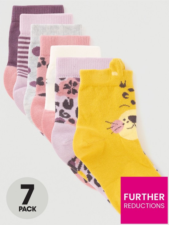 front image of mini-v-by-very-girls-7-pack-leopard-socks-multi