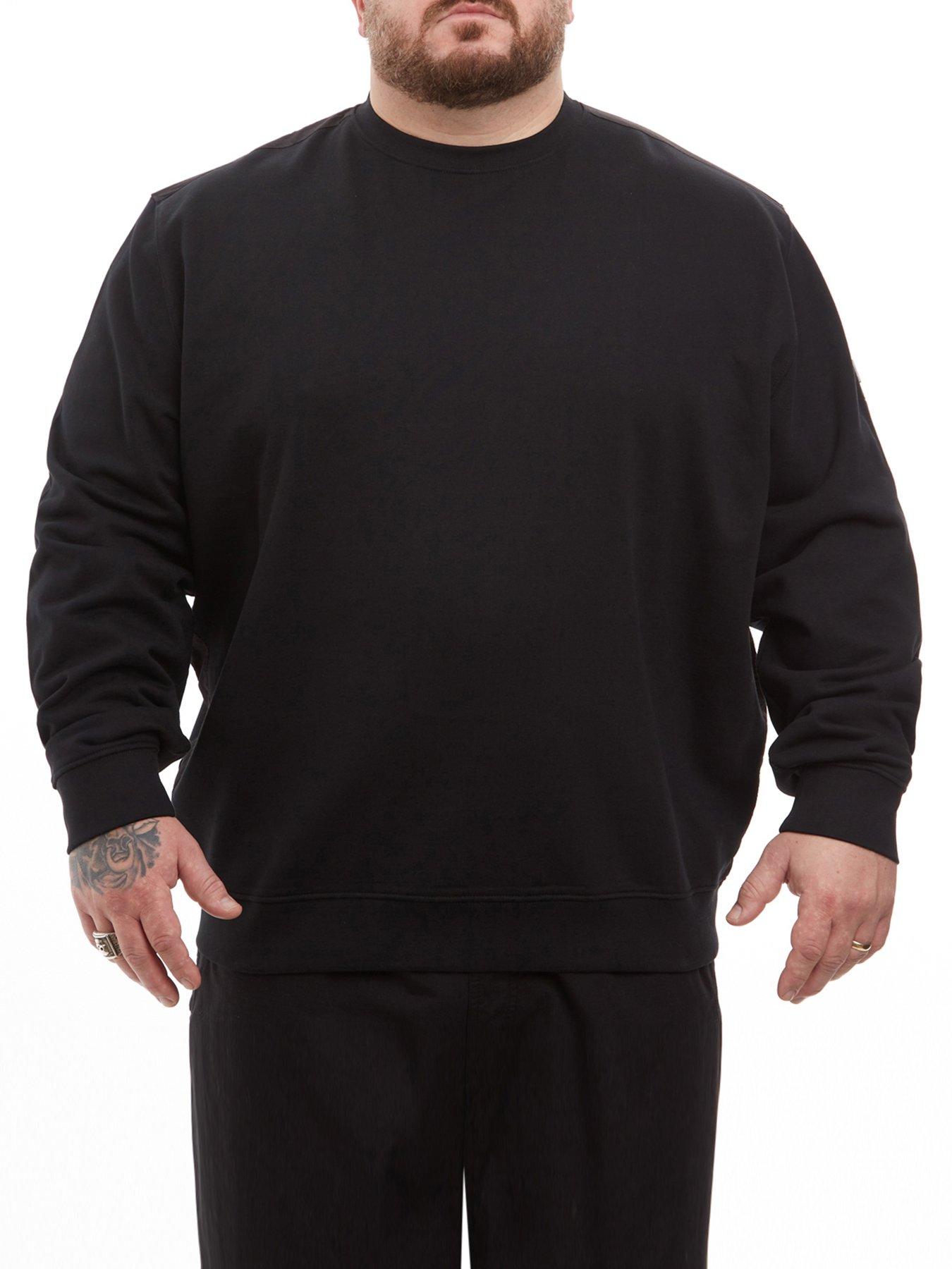 Men Plus Size Classic Sweat With Ripstop Overlay
