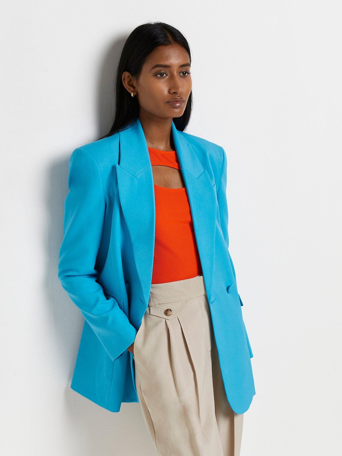 river island bright blue coat