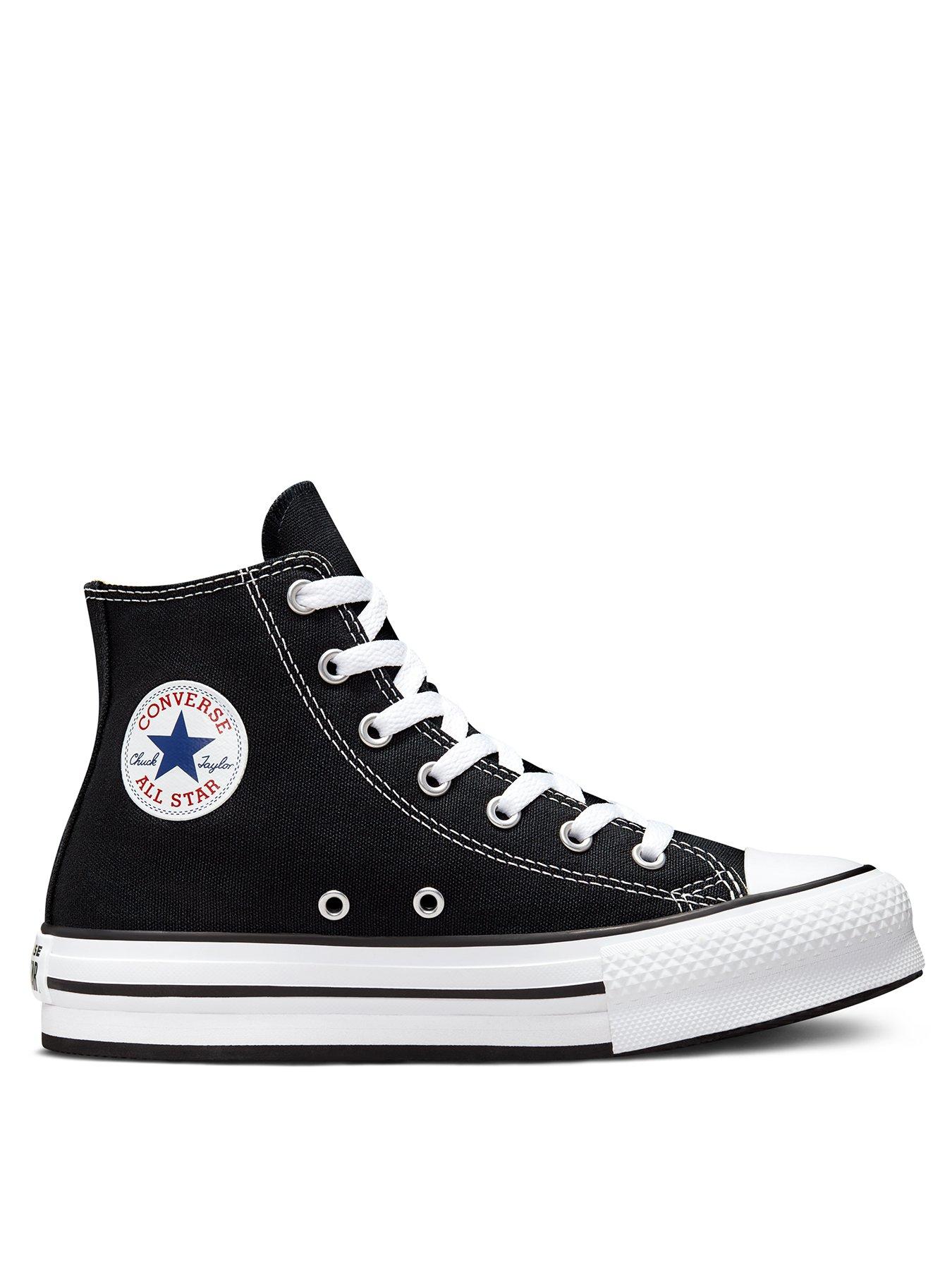 Converse Chuck Taylor Star Hi Junior Girls Canvas Platform Trainers -Black/White | very.co.uk