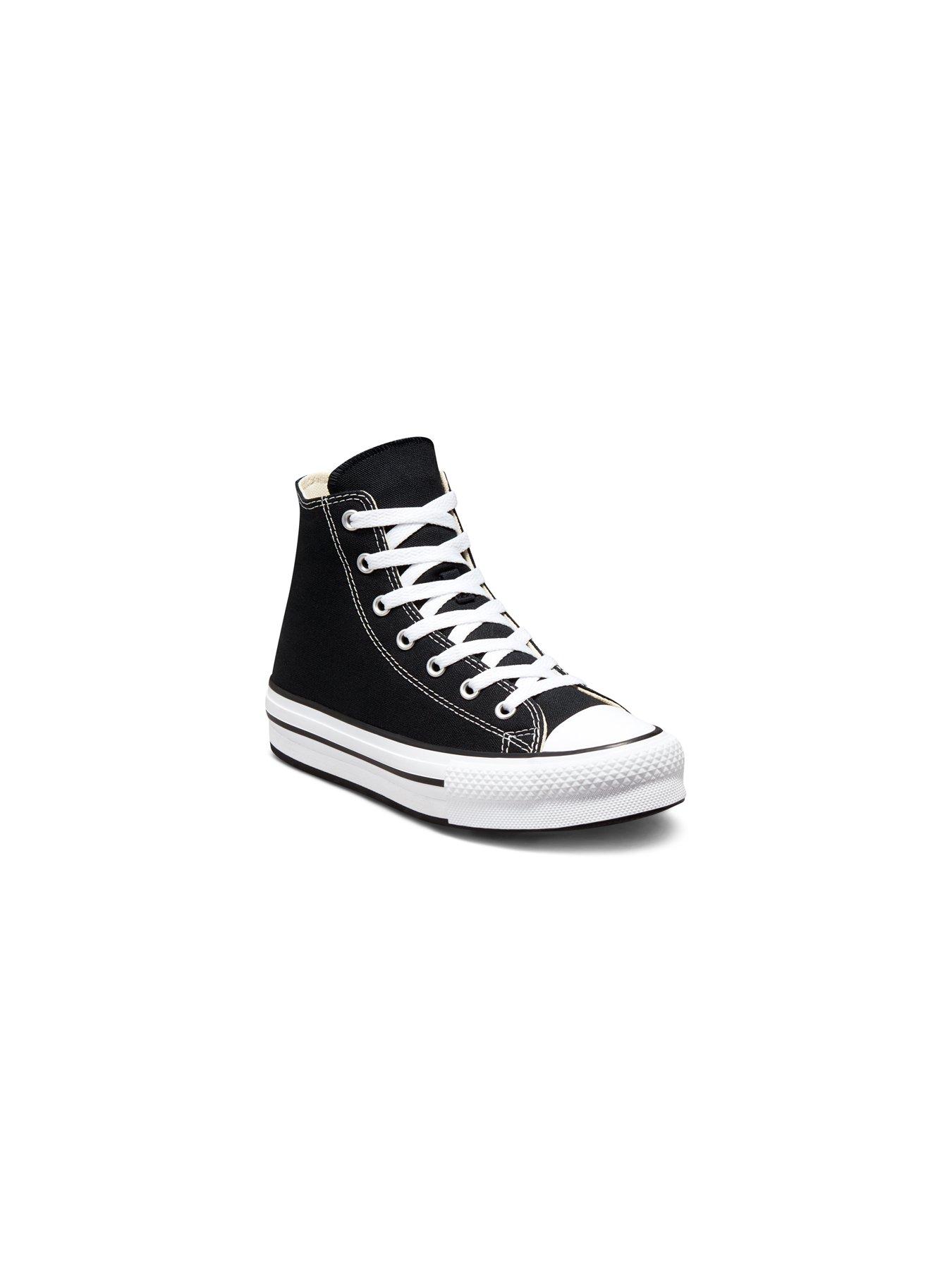 Converse Junior Girls Eva Lift Canvas Hi Top Trainers Black Very