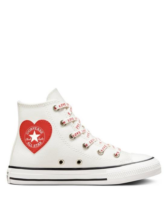 front image of converse-chuck-taylor-all-star-hi-girls-trainers--whiteredblack