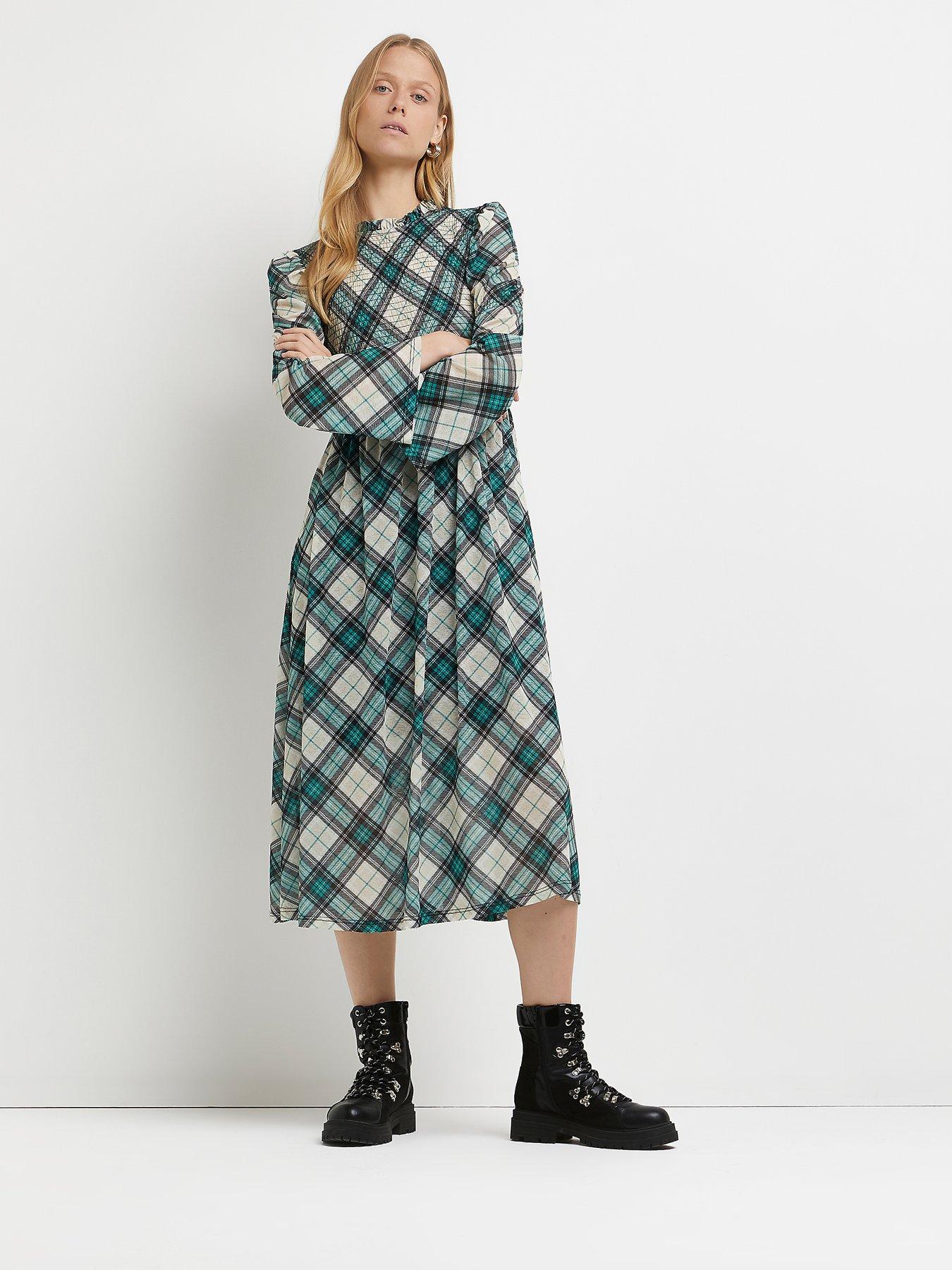 midi checkered dress