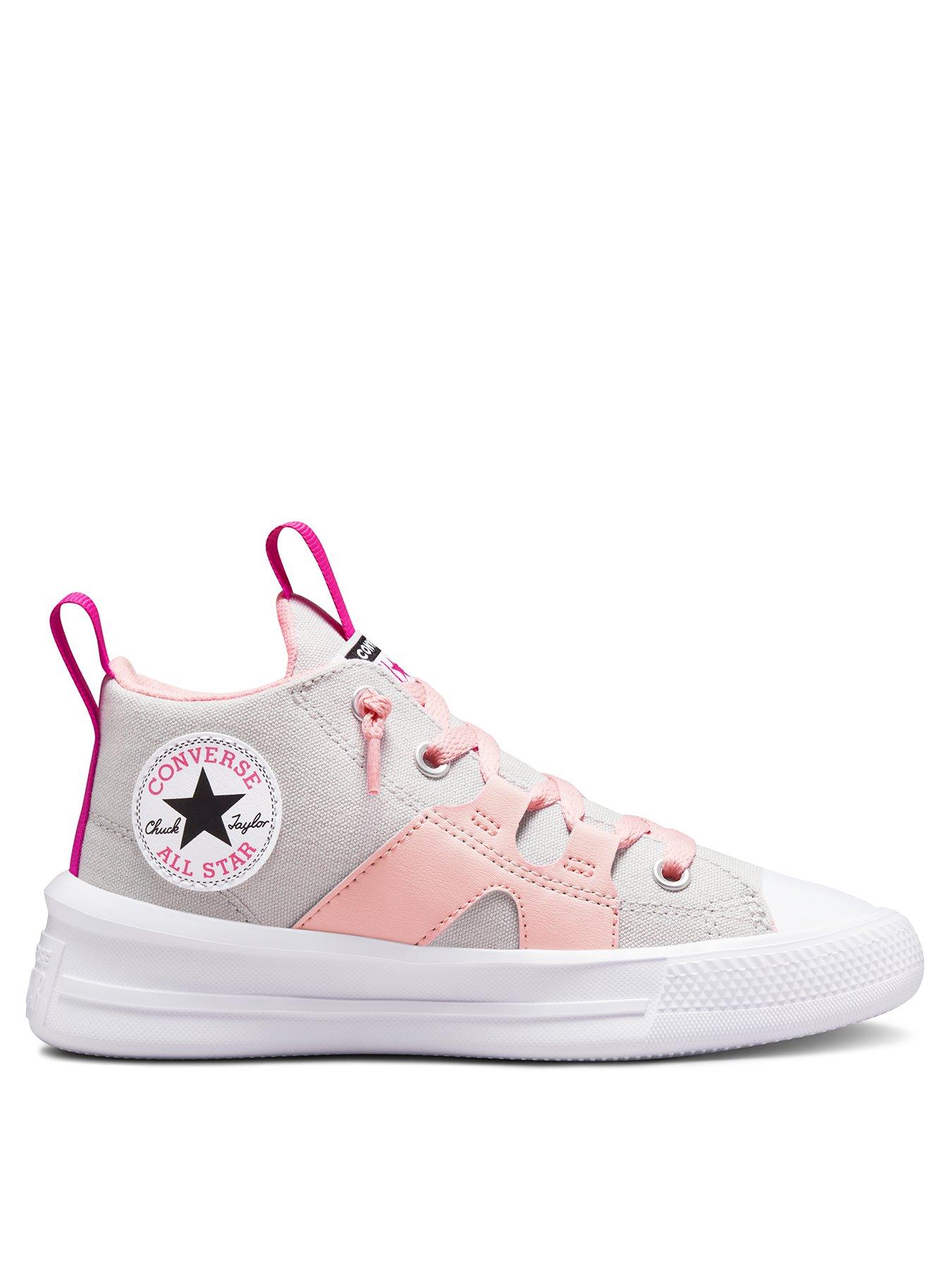 Converse Chuck Taylor All Star Hi Childrens Girls Ultra Color Pop Trainers - Grey/Pink | very.co.uk