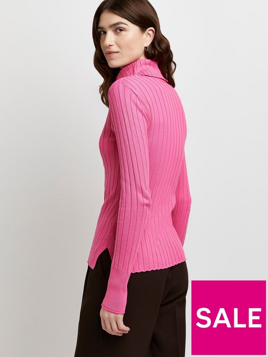 stillFront image of river-island-wide-rib-roll-neck-top-pink