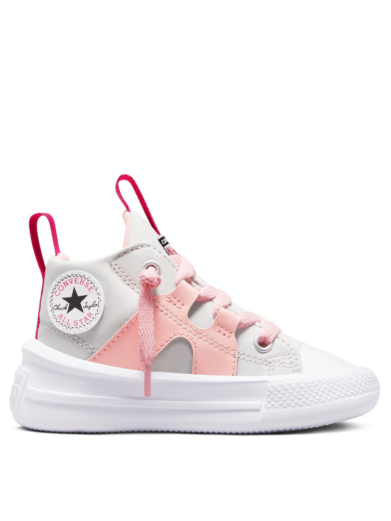 springe sti Presenter Converse Chuck Taylor All Star Hi Infant Girls Ultra Color Pop Trainers  -Grey/Pink | very.co.uk