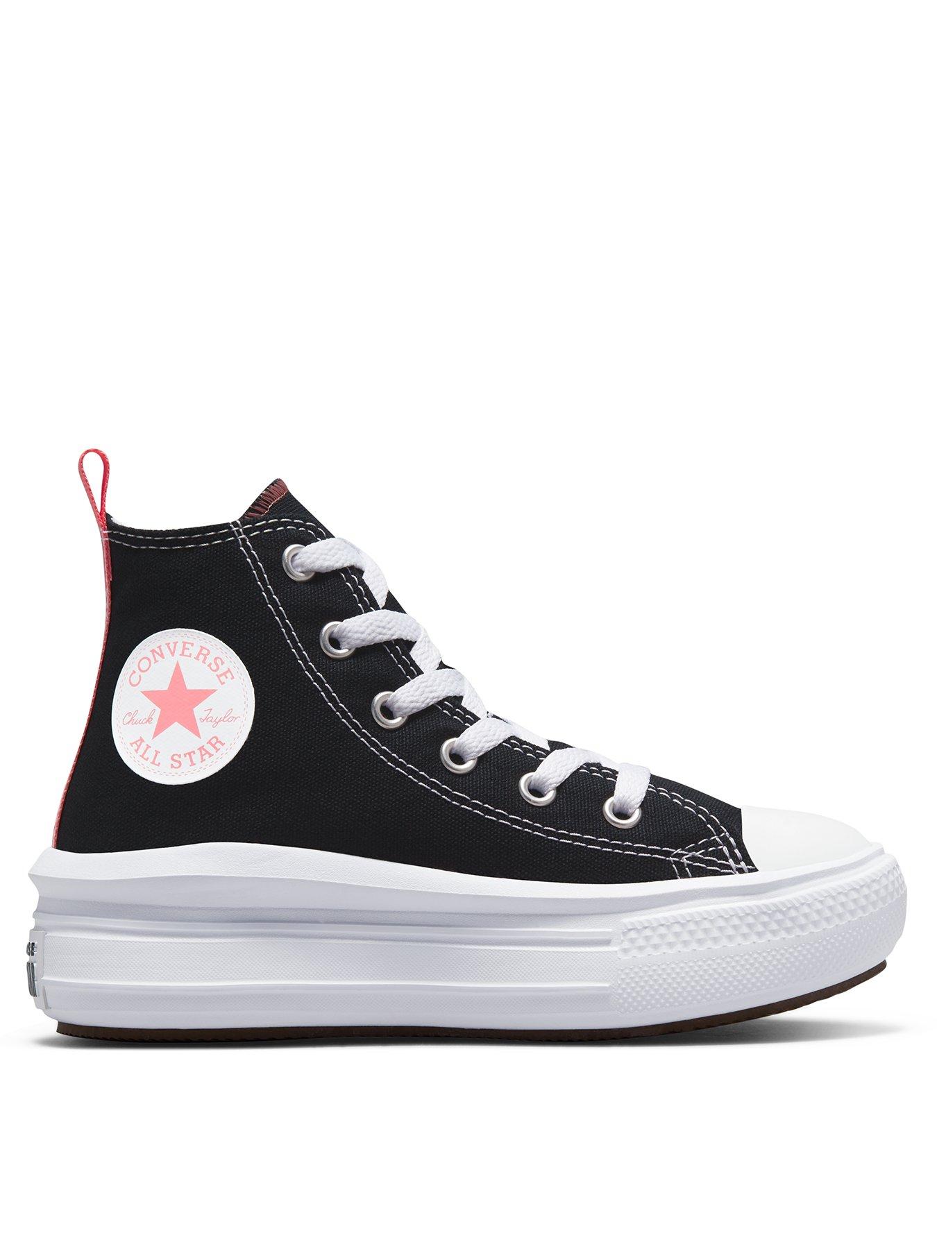Converse Kids Girls Move Canvas Hi Top Trainers - Black/Pink