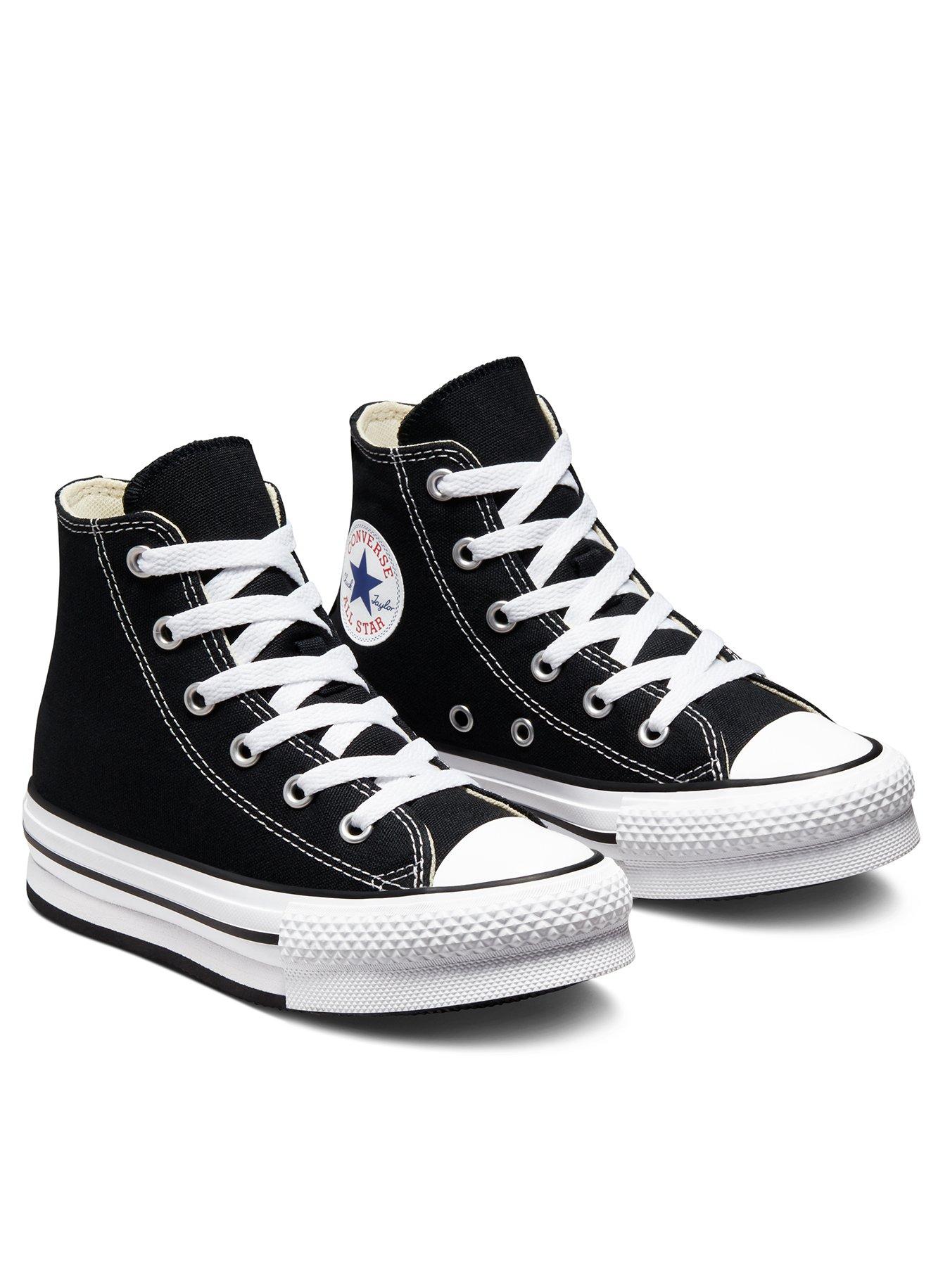 Converse Kids Girls Eva Lift Canvas Hi Top Trainers - Black/White
