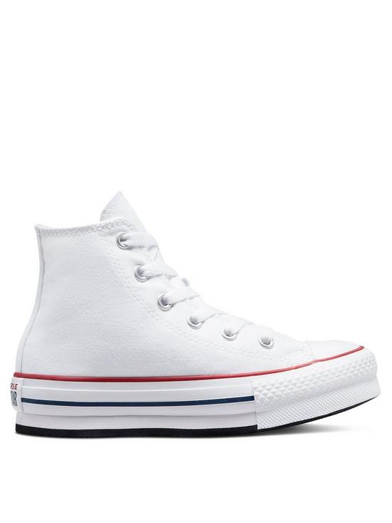 front image of converse-chuck-taylor-all-star-hi-childrens-girls-eva-lift-canvas-platform-trainers--white