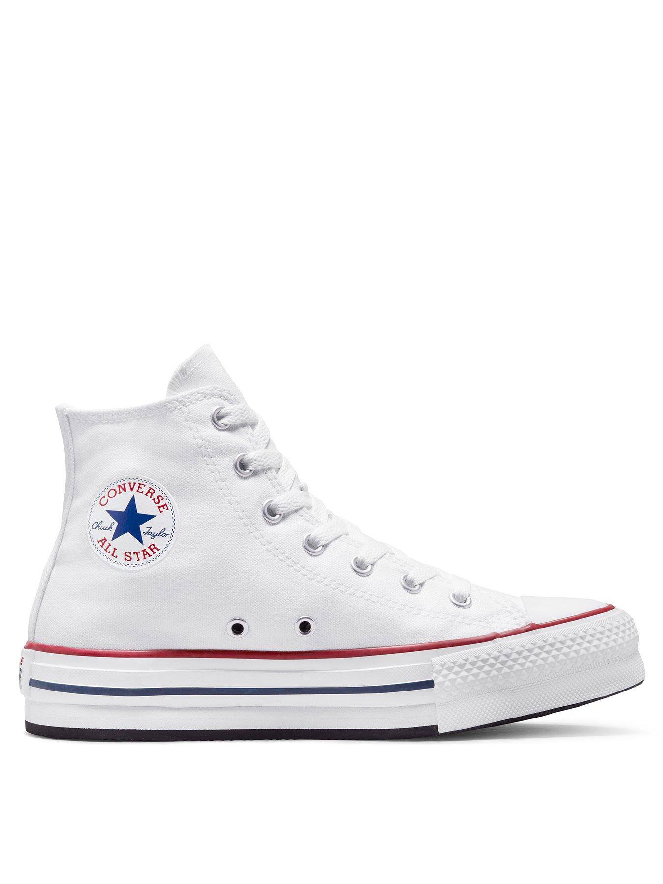 Converse Junior Girls Eva Lift Canvas Hi Top Trainers - White