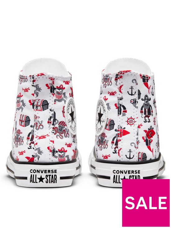 stillFront image of converse-chuck-taylor-all-star-hi-childrens-boys-pirate-print-trainers--whitemulti