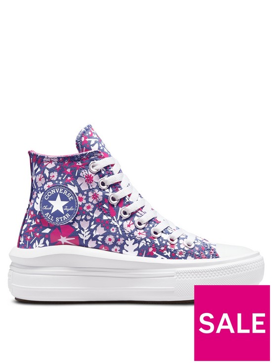front image of converse-chuck-taylor-all-star-hi-junior-girls-move-paper-floral-print-platform-trainers--multi