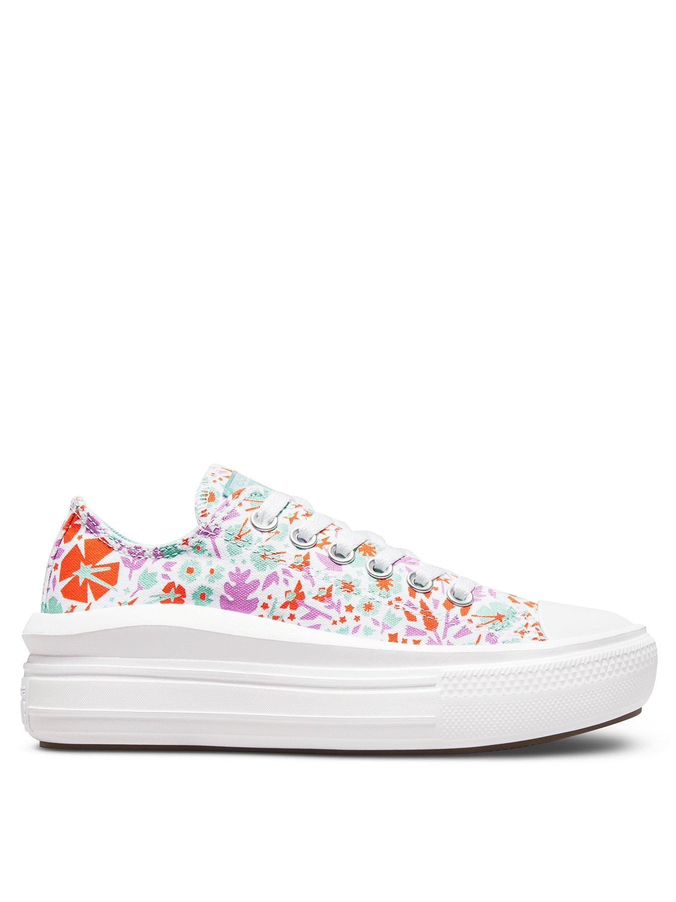 Trainers Chuck Taylor All Star Ox Junior Girls Move Paper Floral Print Platform Trainers -Multi