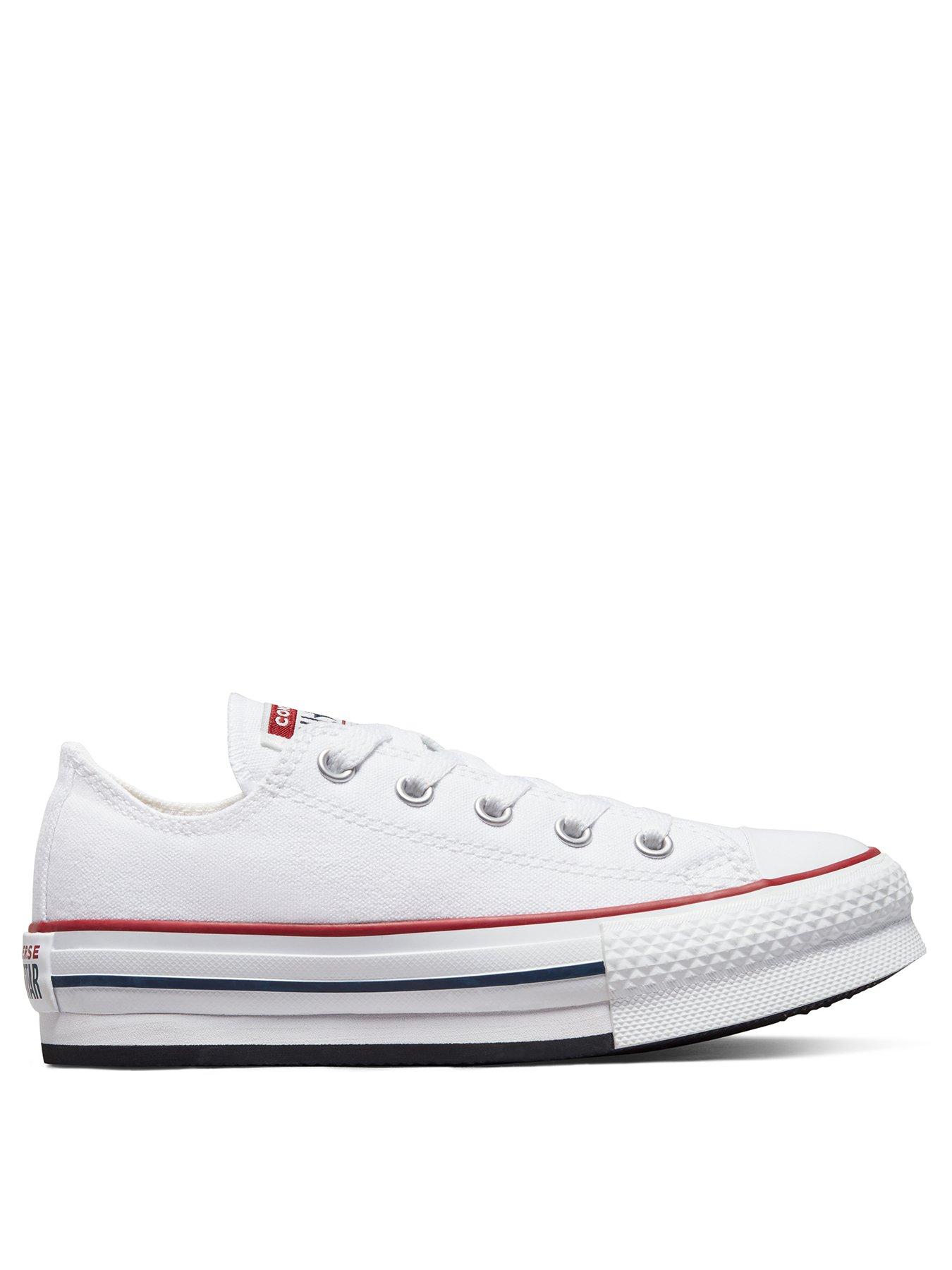 undefined Kids Girls Eva Lift Canvas Platform Ox Trainers - White