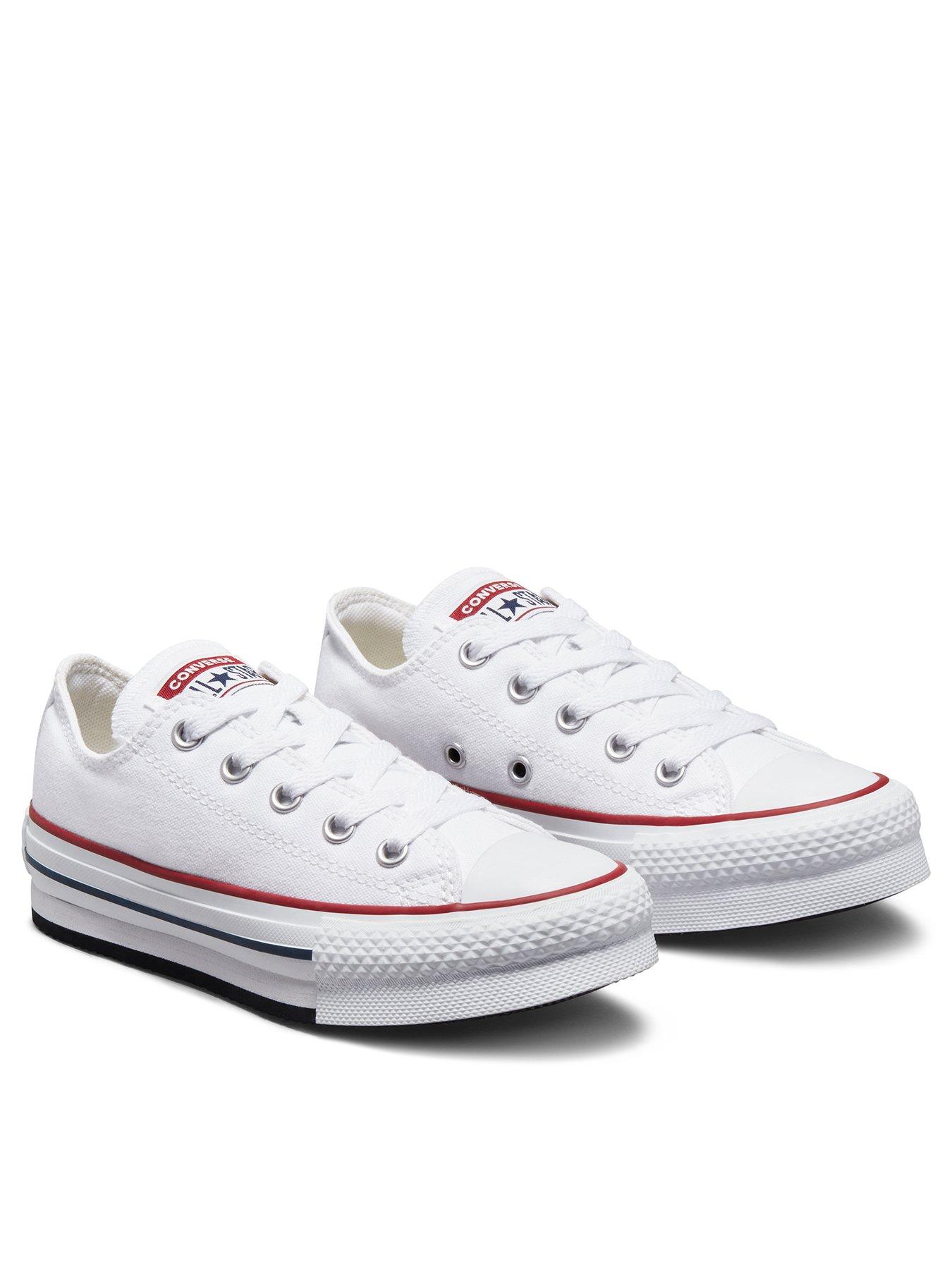 Image 3 of 7 of Converse Kids Girls Eva Lift Canvas Platform Ox Trainers - White