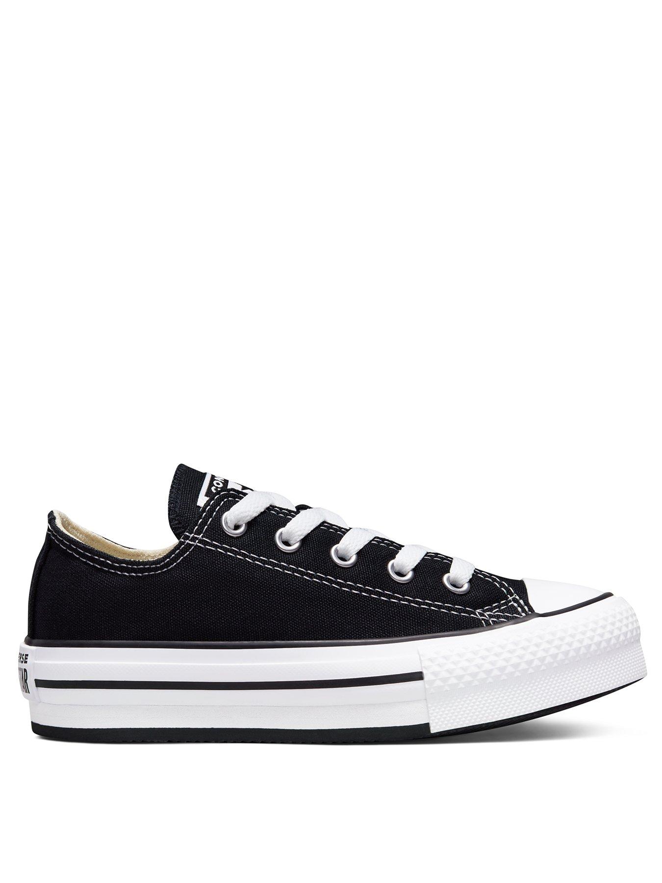 Converse Kids Girls Eva Lift Canvas Platform Ox Trainers - Black/White