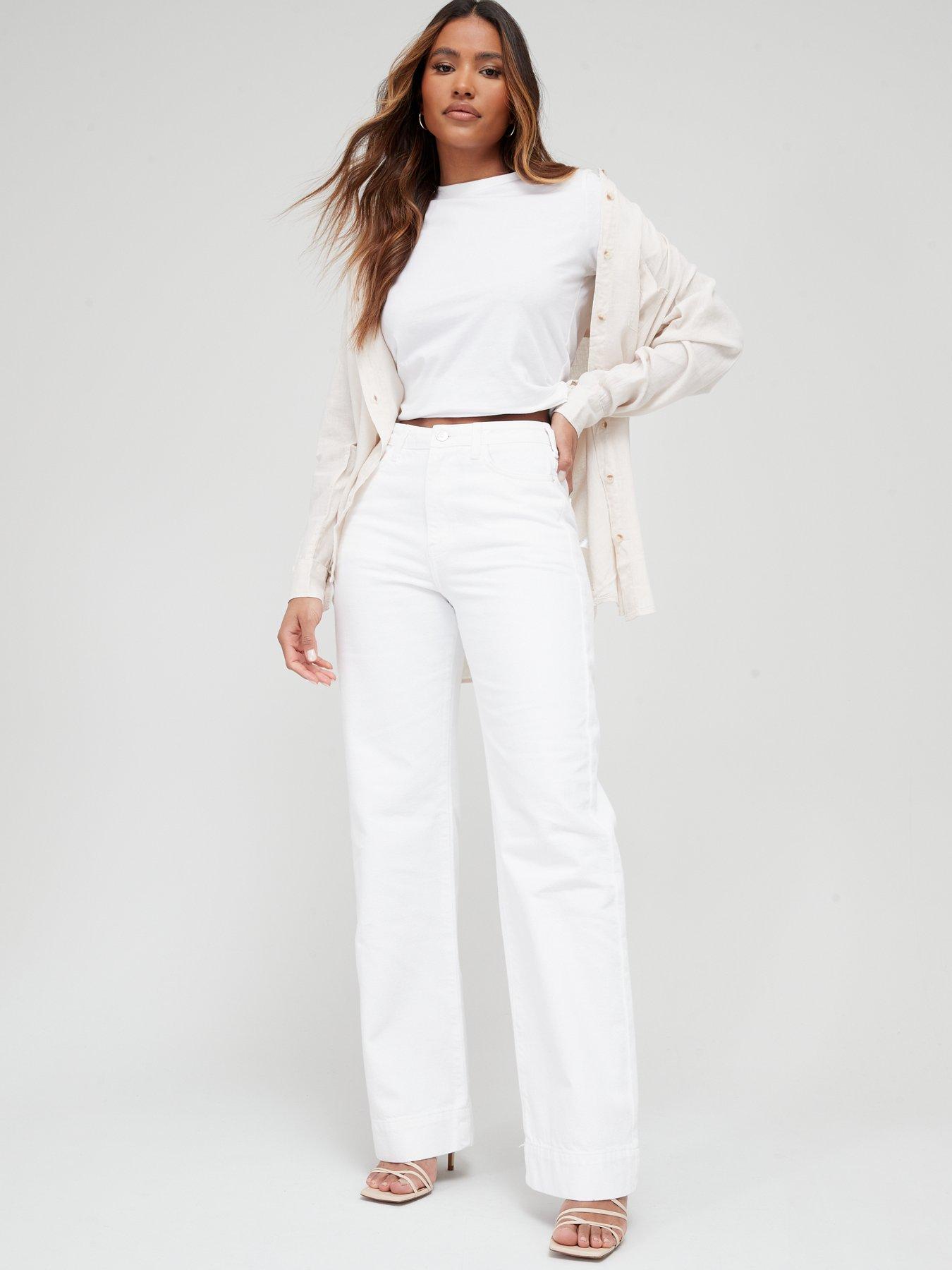 V by Very Forever Wide Leg Jean - White | very.co.uk