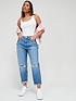 image of v-by-very-mom-high-waist-jean-with-knee-rips-mid-wash