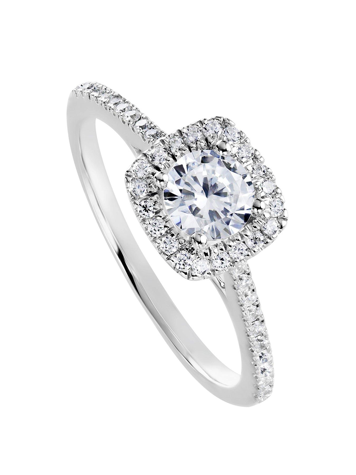 undefined Cynthia 9ct White Gold 0.70ct Lab Grown Halo Diamond Engagement Ring