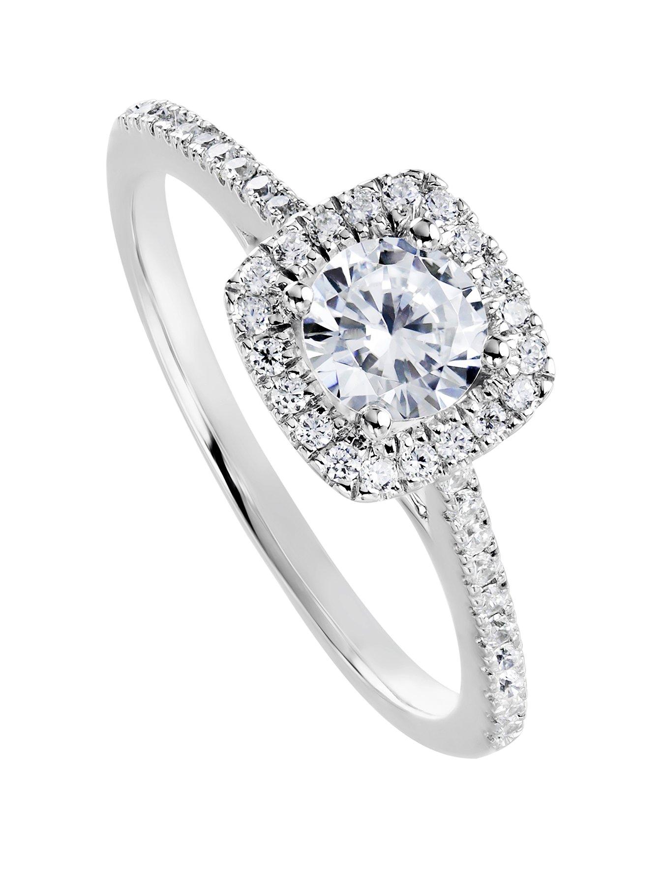 Created Brilliance Cynthia 9ct White Gold 0.70ct Lab Grown Halo Diamond Engagement Ring