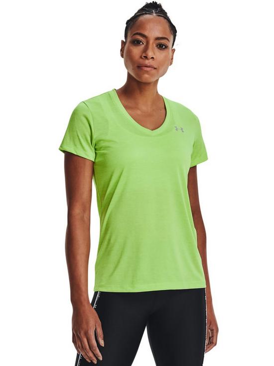front image of under-armour-tech-short-sleeve-twist-t-shirt-lime