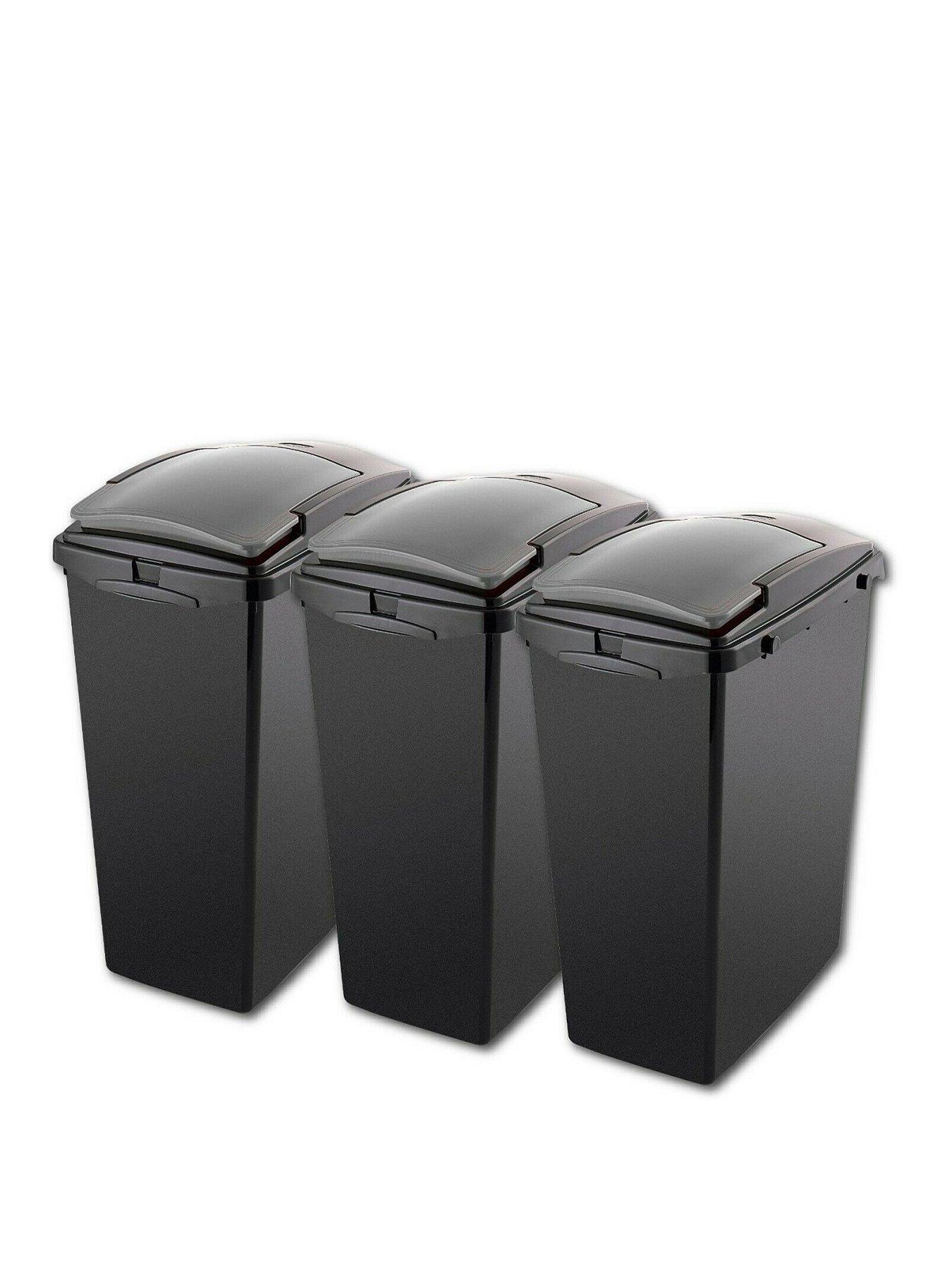 Product photograph of Addis Set Of 3 Recycling Kitchen Utility Waste Separation Bin System from very.co.uk