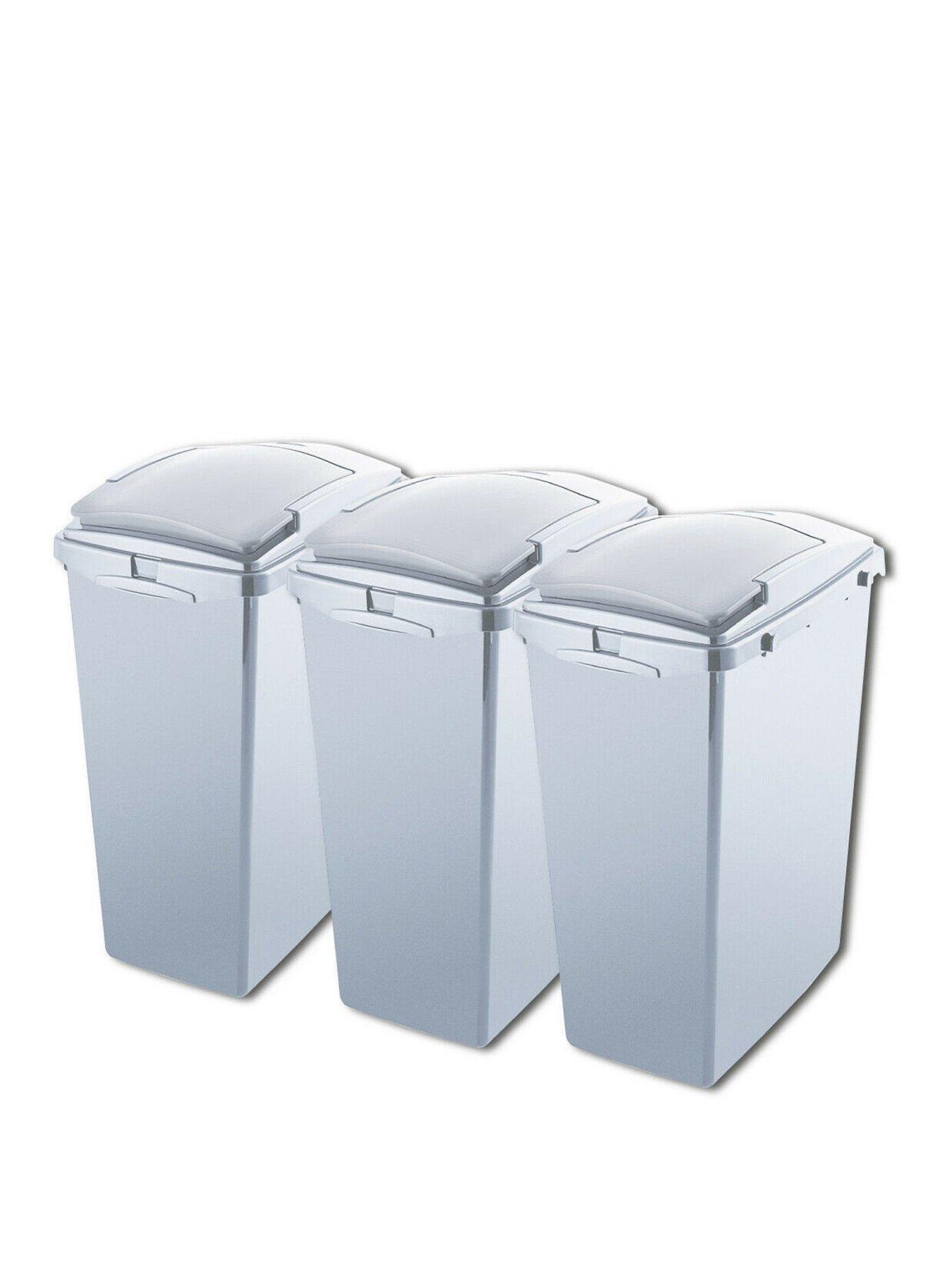 Product photograph of Addis Set Of 3 Recycling Plastic Waste Separation Bin System from very.co.uk
