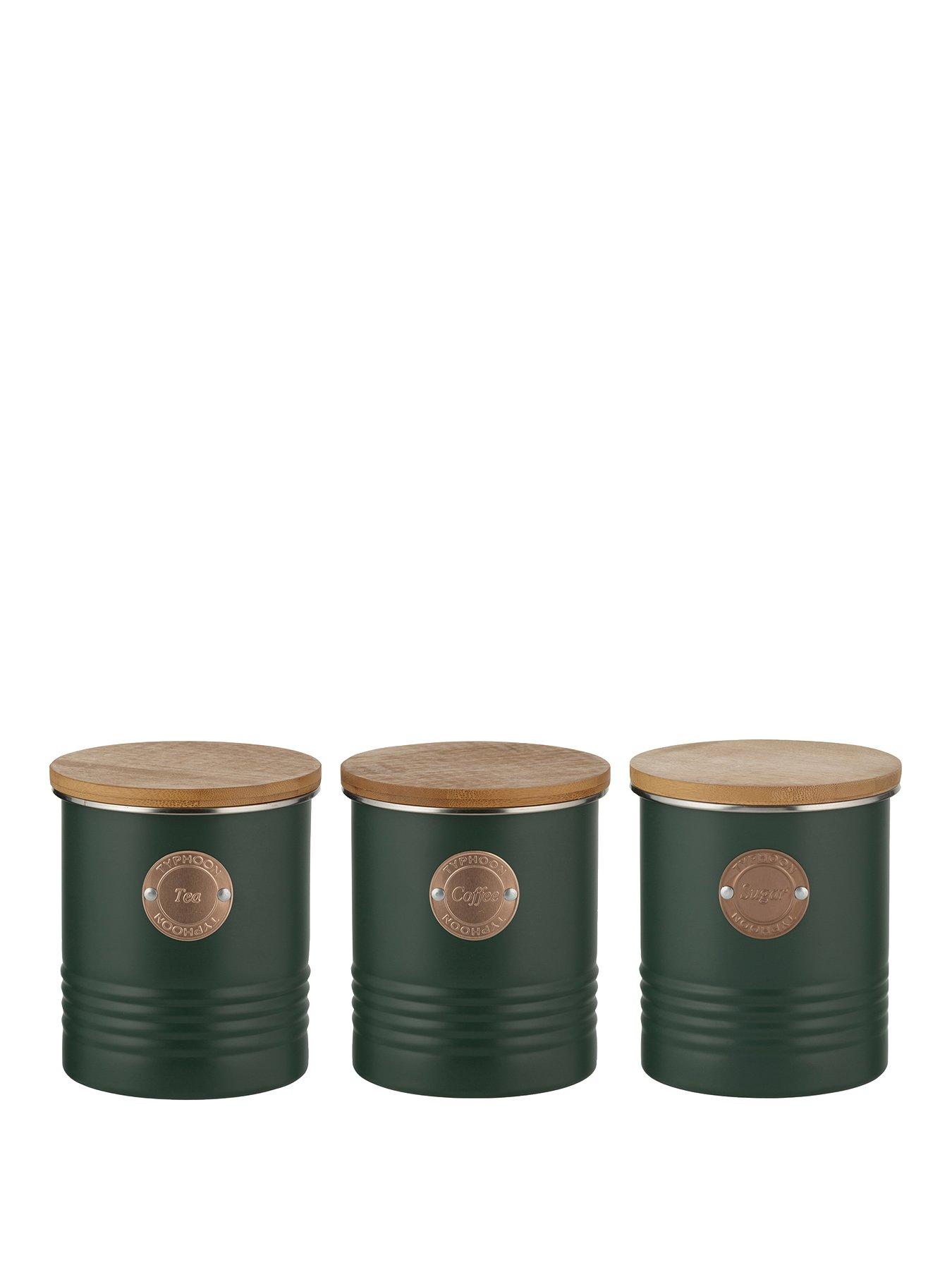 Product photograph of Typhoon Living Tea Coffee And Sugar Storage Canisters Ndash Green from very.co.uk