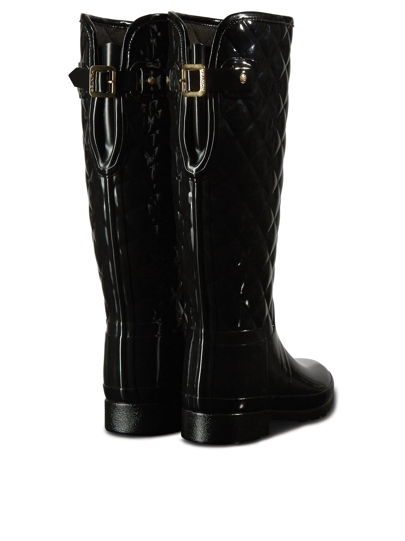 Black quilted hunter wellies sales