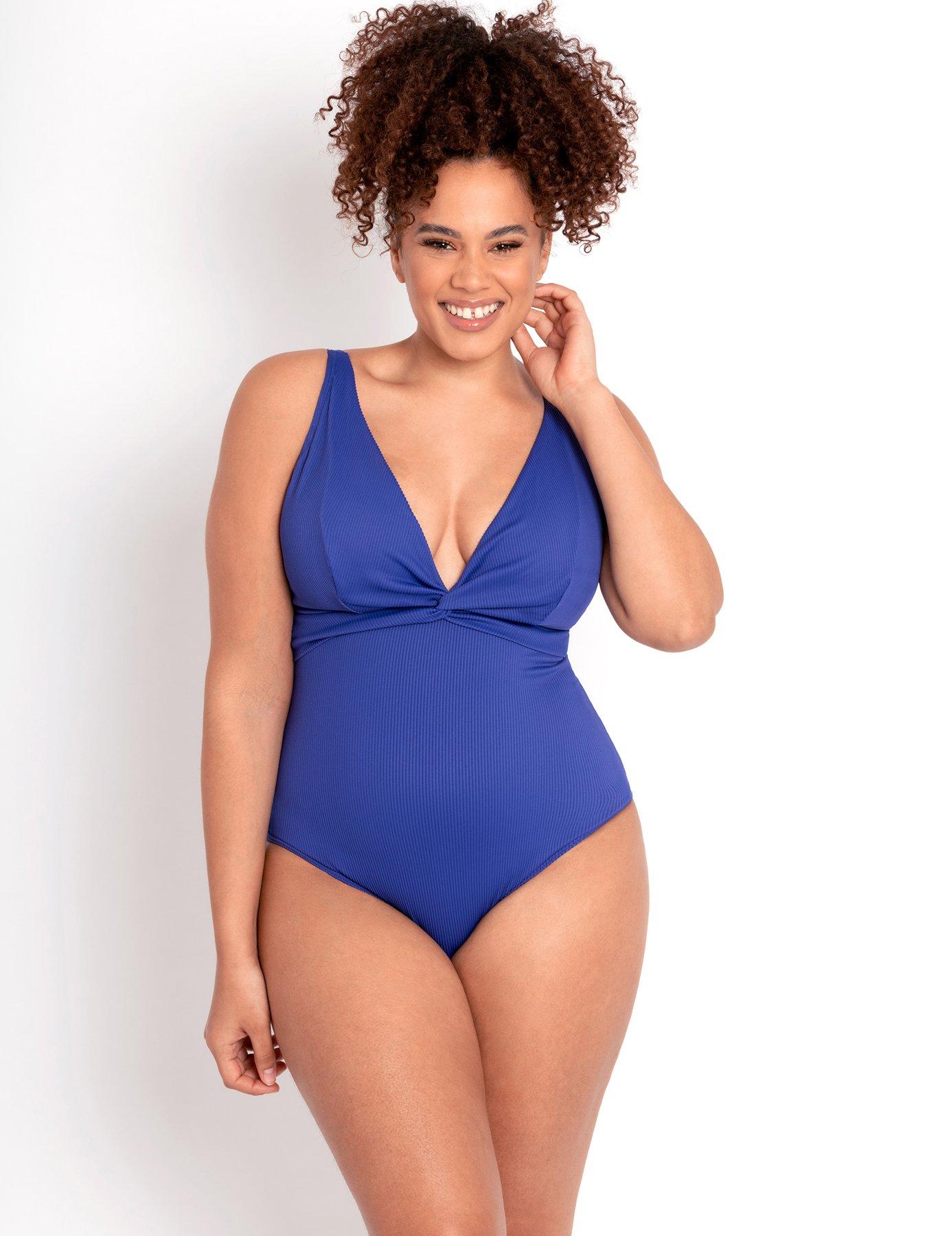 Curvy Kate Retro Sun Padded Plunge Swimsuit Olive - 32E