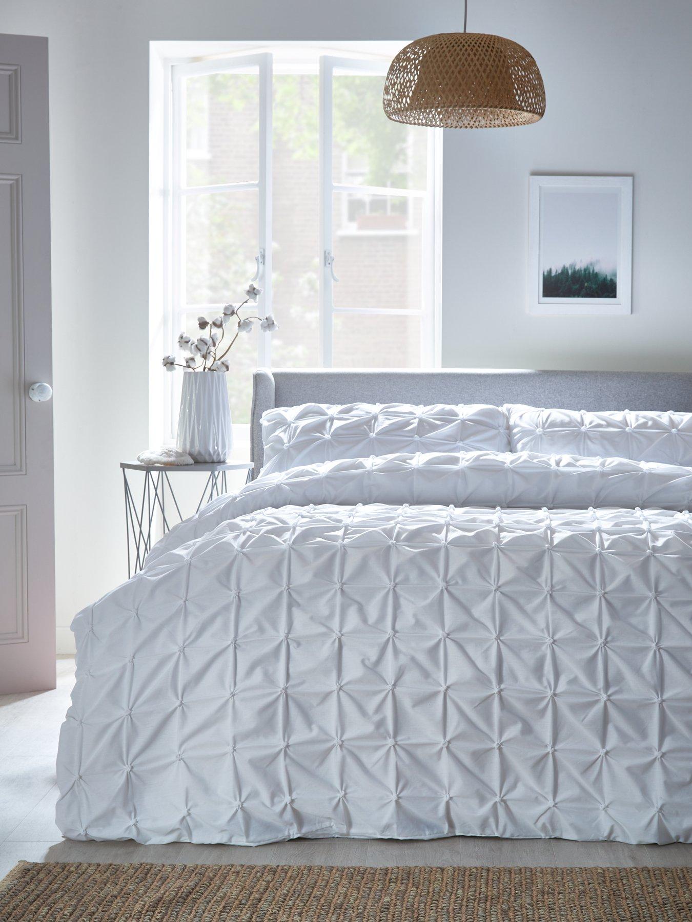 Product photograph of Hotel Collection Pleated Duvet Cover Set - White from very.co.uk